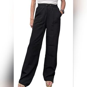 Club L Chic Wide Leg Lined Trouser Drawstring Waist Minimalist Pants Size 4